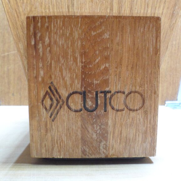 Used CUTCO Knife Block USA Solid Honey Oak 5 Slot Wooden Knife Holder - Picture 2 of 10